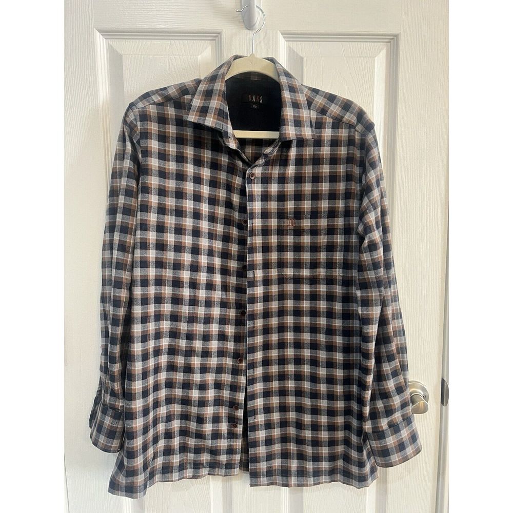 DAKS Casual Shirt L‎ Checked Long Button-Down LARGE Men